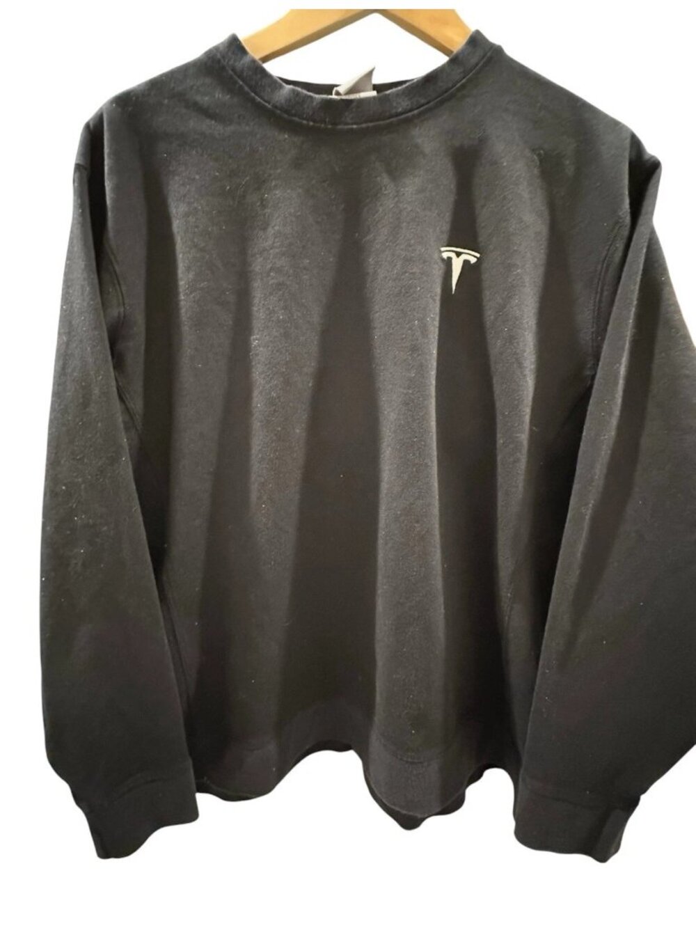 Tesla Motors Official Crewneck Sweatshirt Black Embroidered Logo Size L Unisex